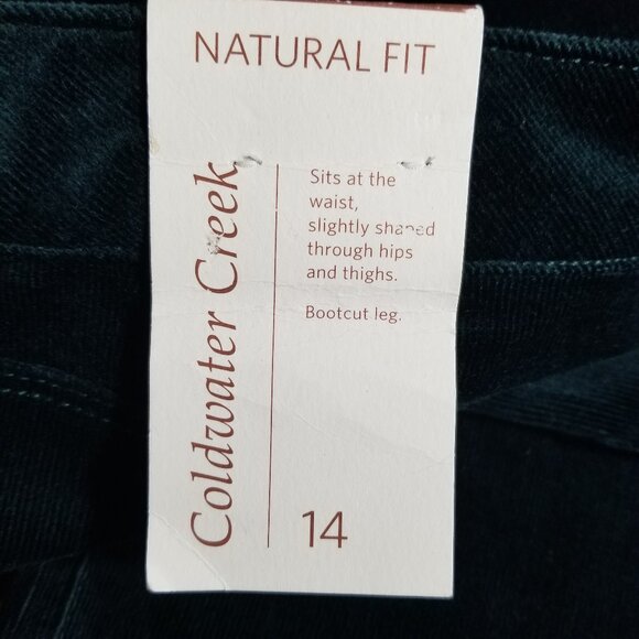 Nwt Coldwater Creek Green Corduroy Pants 14 Womens Natural Fit Bootcut 35x32.5 - Picture 2 of 12